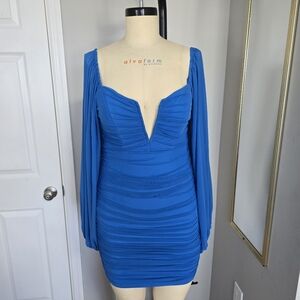 Hello Molly Elegant Blue Ruched Dress, Size 8, BNWT